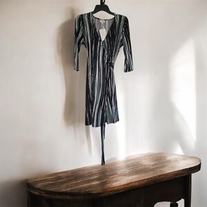 LuLus rose Stylish Black and Blue Striped Dress